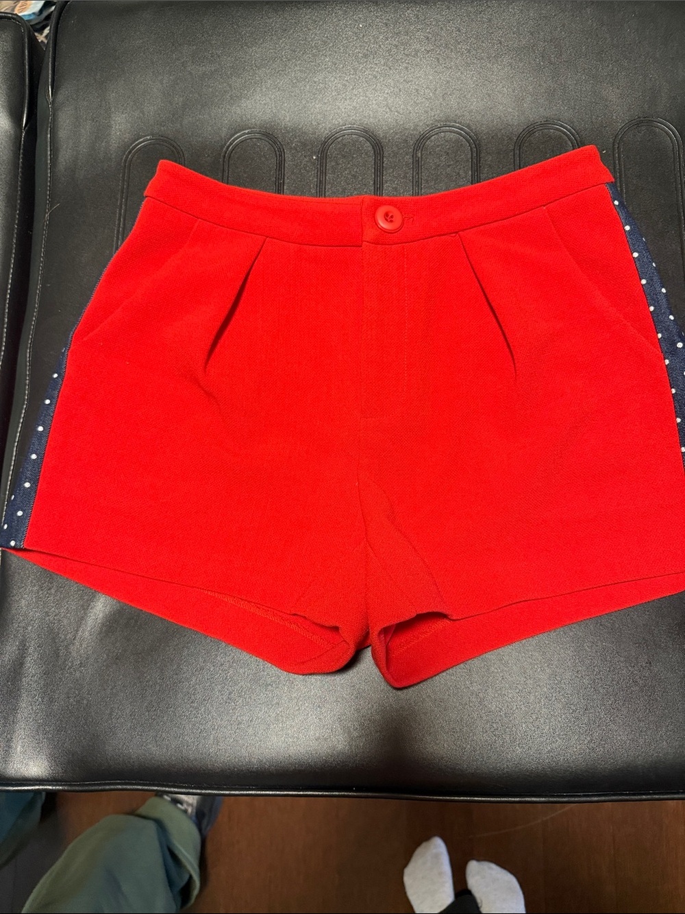 Women's Red High-Waist Tailored Shorts